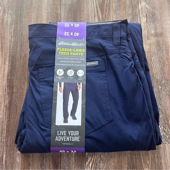 Eddie Bauer Pants Nwt Eddie Bauer Mens Fleece Lined Tech Pants Blue